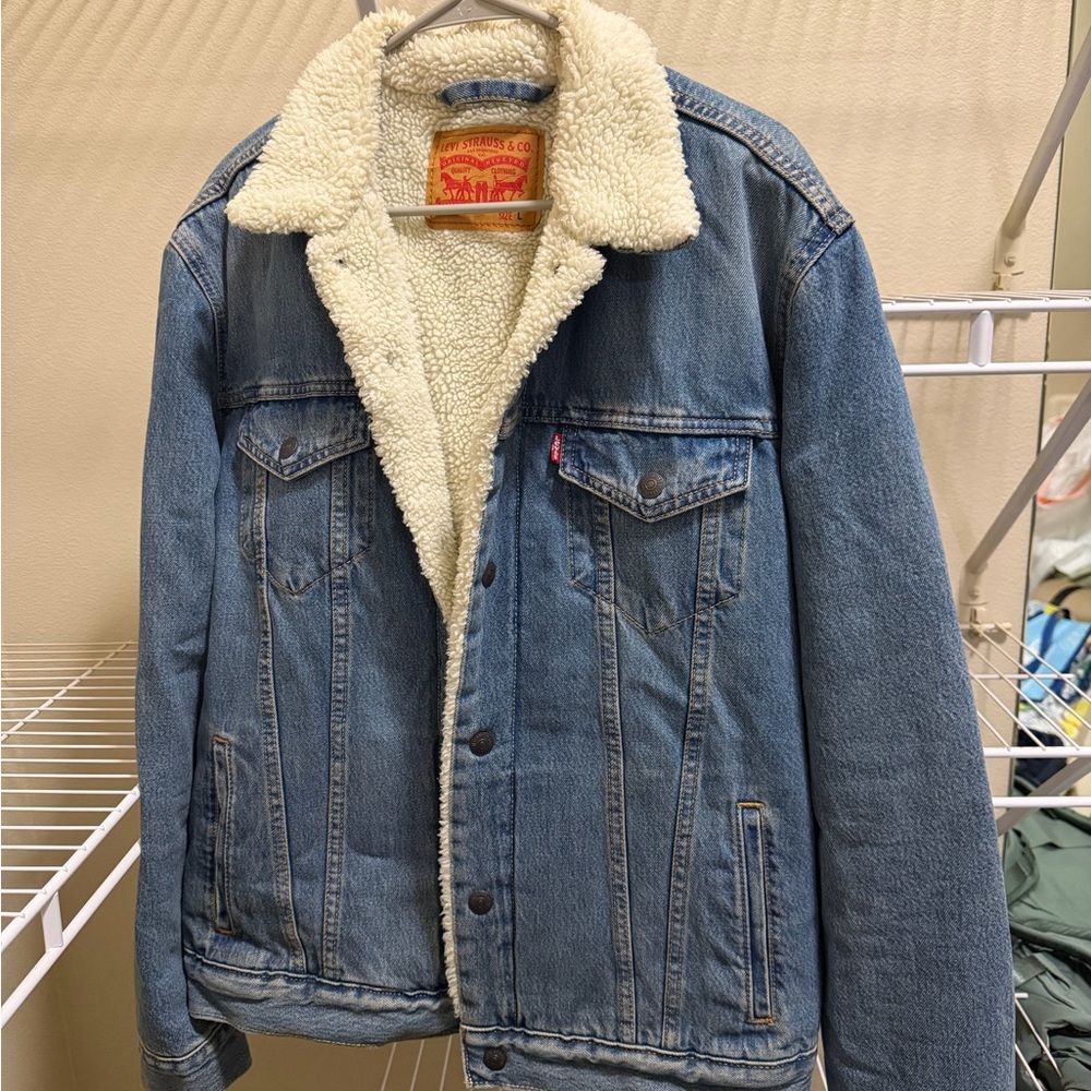 Levi's Light Blue Denim Sherpa-Lined Trucker Jacket